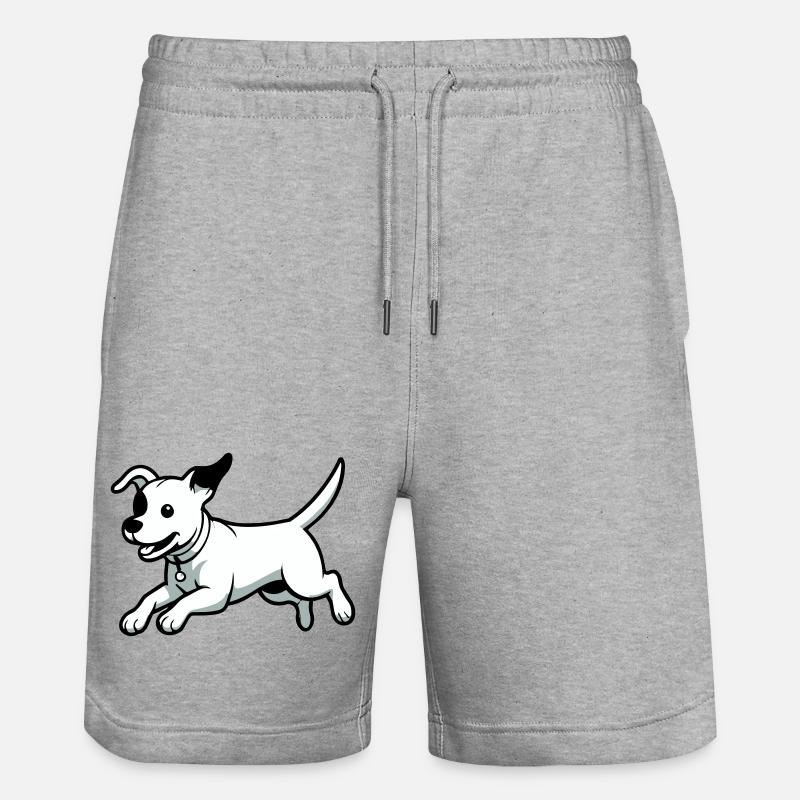 Verspielter Hund-Cartoon - Stanley/Stella Unisex Bio Joggingshorts Trainer - Grau meliert