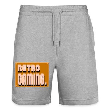 Pixel Art rétro gaming - Short de jogging bio TRAINER Stanley/Stella unisexe - gris chiné - Devant - Nik (191cm) & Marisol (170cm)