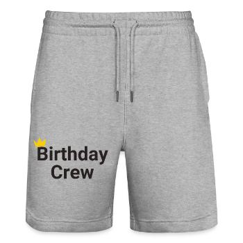 Birthday Crew - Stanley/Stella Trainer Unisex Organic Jogging Shorts - heather grey - Front - Nik (191cm) & Marisol (170cm)