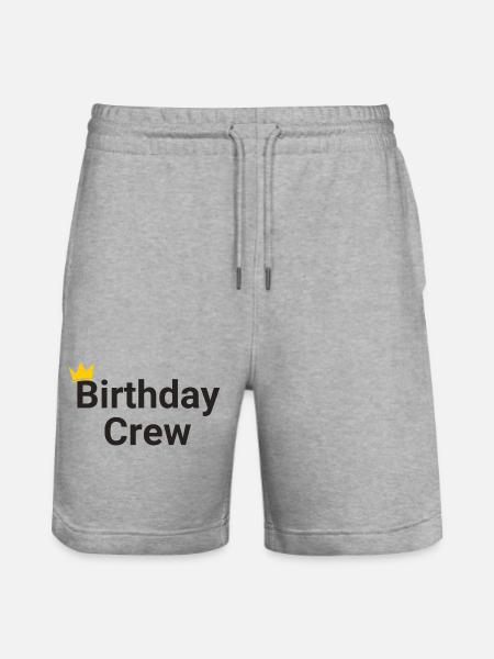 Birthday Crew - Stanley/Stella Trainer Unisex Organic Jogging Shorts - heather grey