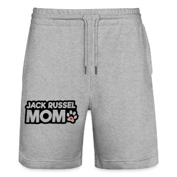 Jack Russel Mom with Paw and Red Heart Accent - Stanley/Stella Trainer Unisex Organic Jogging Shorts - heather grey - Front - Nik (191cm) & Marisol (170cm)
