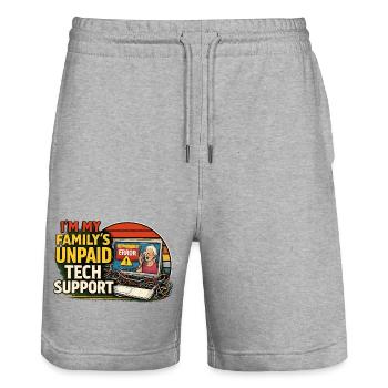 Support technique familial non rémunéré - Short de jogging bio TRAINER Stanley/Stella unisexe - gris chiné - Devant - Nik (191cm) & Marisol (170cm)