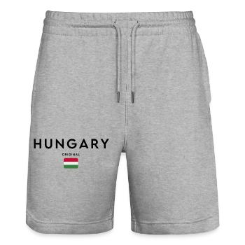 Ungarn-Flagge, elegantes minimalistisches Design - Stanley/Stella Unisex Bio Joggingshorts Trainer  - Grau meliert - Vorne - Nik (191cm) & Marisol (170cm)