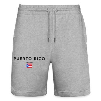 Puerto Rico flag, minimalist design - Stanley/Stella Trainer Unisex Organic Jogging Shorts - heather grey - Front - Nik (191cm) & Marisol (170cm)