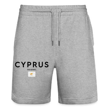 Drapeau chypriote, design minimaliste élégant - Short de jogging bio TRAINER Stanley/Stella unisexe - gris chiné - Devant - Nik (191cm) & Marisol (170cm)