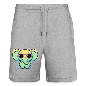 Pastel Elephant Pink Glasses - Stanley/Stella Trainer Unisex Organic Jogging Shorts - heather grey - Front - Nik (191cm) & Marisol (170cm)