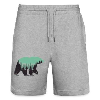Nature de la Forêt d’Ours - Short de jogging bio TRAINER Stanley/Stella unisexe - gris chiné - Devant - Nik (191cm) & Marisol (170cm)