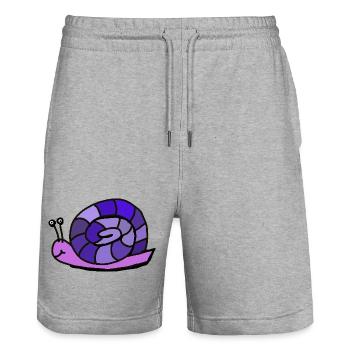 - Snail Cartoon Kids Child - Stanley/Stella Trainer Unisex Organic Jogging Shorts - heather grey - Front - Nik (191cm) & Marisol (170cm)