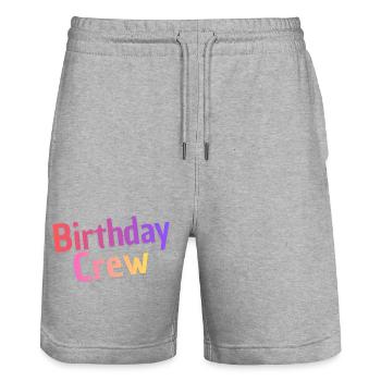 Birthday Crew - Stanley/Stella Trainer Unisex Organic Jogging Shorts - heather grey - Front - Nik (191cm) & Marisol (170cm)