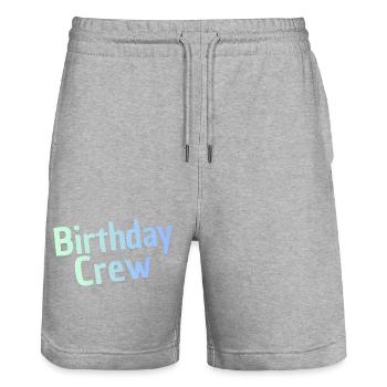 Birthday Crew - Stanley/Stella Trainer Unisex Organic Jogging Shorts - heather grey - Front - Nik (191cm) & Marisol (170cm)