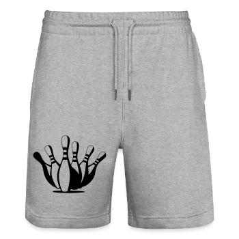 Bowling - Stanley/Stella Trainer Unisex Organic Jogging Shorts - heather grey - Front - Nik (191cm) & Marisol (170cm)