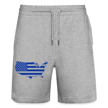 Use Map - Stanley/Stella Trainer Unisex Organic Jogging Shorts - heather grey - Front - Nik (191cm) & Marisol (170cm)