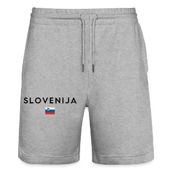 Drapeau slovène, design minimaliste élégant - Short de jogging bio TRAINER Stanley/Stella unisexe - gris chiné - Devant - Nik (191cm) & Marisol (170cm)