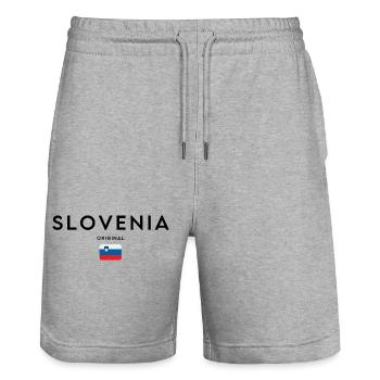 Drapeau slovène, design minimaliste élégant - Short de jogging bio TRAINER Stanley/Stella unisexe - gris chiné - Devant - Nik (191cm) & Marisol (170cm)