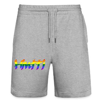 Regenbogenpreis - Stanley/Stella Unisex Bio Joggingshorts Trainer  - Grau meliert - Vorne - Nik (191cm) & Marisol (170cm)