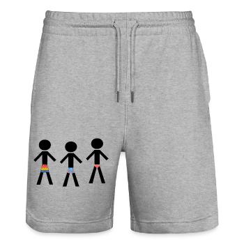 Beach Ready - Drei gut angezogene Männer - Stanley/Stella Unisex Bio Joggingshorts Trainer  - Grau meliert - Vorne - Nik (191cm) & Marisol (170cm)
