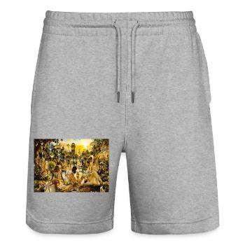 Golden Garden of Eden Designer EDITION - Short de jogging bio TRAINER Stanley/Stella unisexe - gris chiné - Devant - Nik (191cm) & Marisol (170cm)