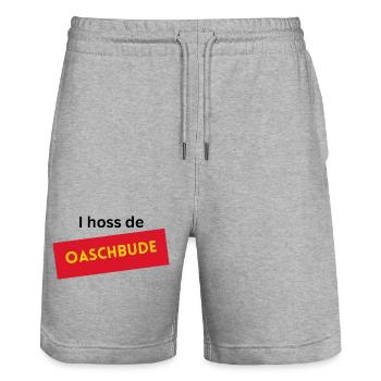 I hoss de Oaschbude  - Stanley/Stella Unisex Bio Joggingshorts Trainer  - Grau meliert - Vorne - Nik (191cm) & Marisol (170cm)