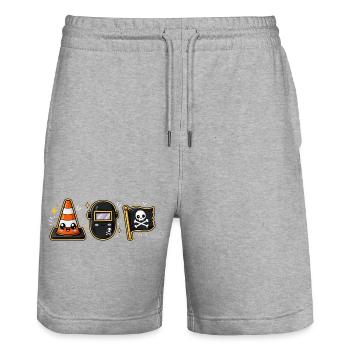 Ouvrier de chantier pirate - Short de jogging bio TRAINER Stanley/Stella unisexe - gris chiné - Devant - Nik (191cm) & Marisol (170cm)