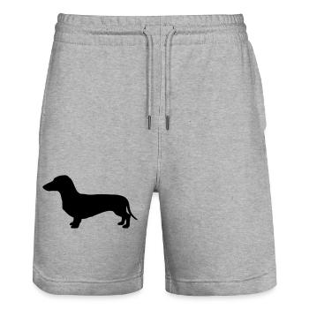 Dackel Teckel Silhouette - Stanley/Stella Unisex Bio Joggingshorts Trainer  - Grau meliert - Vorne - Nik (191cm) & Marisol (170cm)