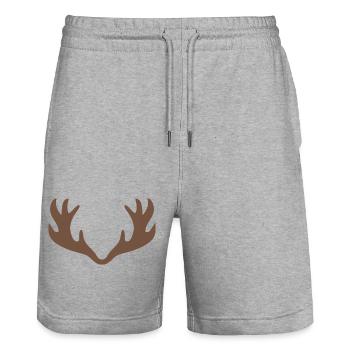 Bois de cerf - Short de jogging bio TRAINER Stanley/Stella unisexe - gris chiné - Devant - Nik (191cm) & Marisol (170cm)