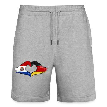 Paraguay Deutschland Flagge Herz used - Stanley/Stella Unisex Bio Joggingshorts Trainer  - Grau meliert - Vorne - Nik (191cm) & Marisol (170cm)