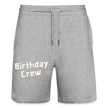 Birthday Crew - Stanley/Stella Trainer Unisex Organic Jogging Shorts - heather grey - Front - Nik (191cm) & Marisol (170cm)