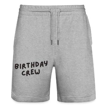 Birthday Crew - Stanley/Stella Trainer Unisex Organic Jogging Shorts - heather grey - Front - Nik (191cm) & Marisol (170cm)