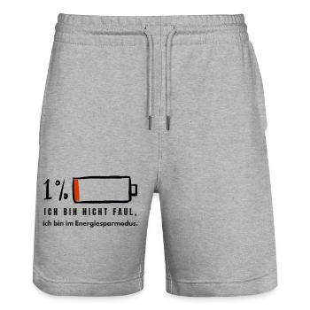 I'm Not Lazy - Power Saving Mode Funny Spr - Stanley/Stella Trainer Unisex Organic Jogging Shorts - heather grey - Front - Nik (191cm) & Marisol (170cm)