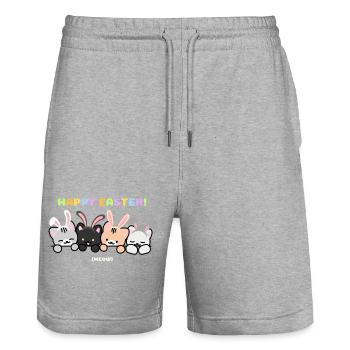 Katzen mit Kaninchenohrriemen - Stanley/Stella Unisex Bio Joggingshorts Trainer  - Grau meliert - Vorne - Nik (191cm) & Marisol (170cm)