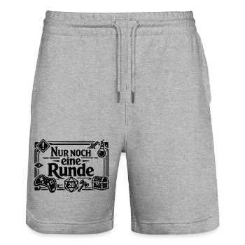 Nur noch eine Runde - Gamer - Spiele Fan - Stanley/Stella Unisex Bio Joggingshorts Trainer  - Grau meliert - Vorne - Nik (191cm) & Marisol (170cm)
