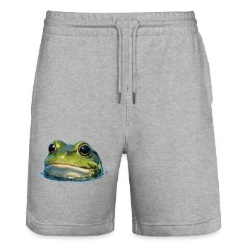 Frog Head Water Shine - Stanley/Stella Trainer Unisex Organic Jogging Shorts - heather grey - Front - Nik (191cm) & Marisol (170cm)