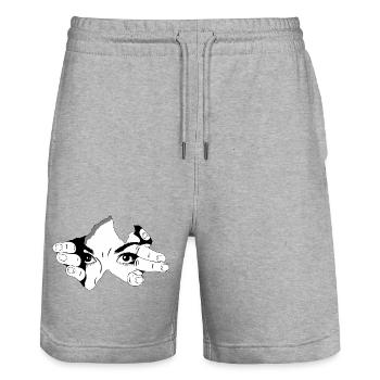 Peeking Eyes Creepy Alternative Grunge - Stanley/Stella Trainer Unisex Organic Jogging Shorts - heather grey - Front - Nik (191cm) & Marisol (170cm)