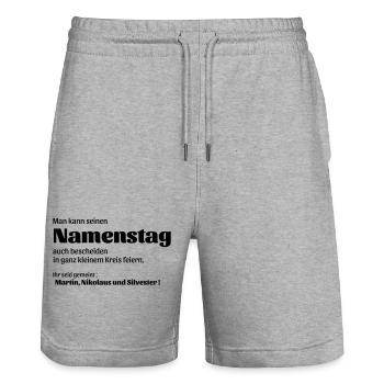 Namenstag - Stanley/Stella Unisex Bio Joggingshorts Trainer  - Grau meliert - Vorne - Nik (191cm) & Marisol (170cm)