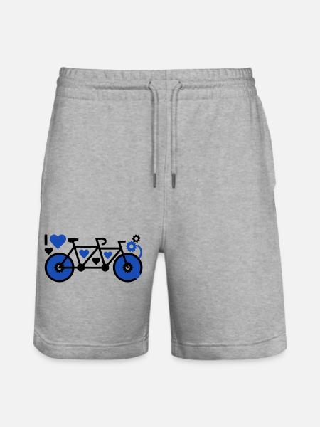 Romantic Tandem Heart Love - Stanley/Stella Trainer Unisex Organic Jogging Shorts - heather grey