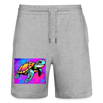 Schildkröte - Stanley/Stella Unisex Bio Joggingshorts Trainer  - Grau meliert - Vorne - Nik (191cm) & Marisol (170cm)