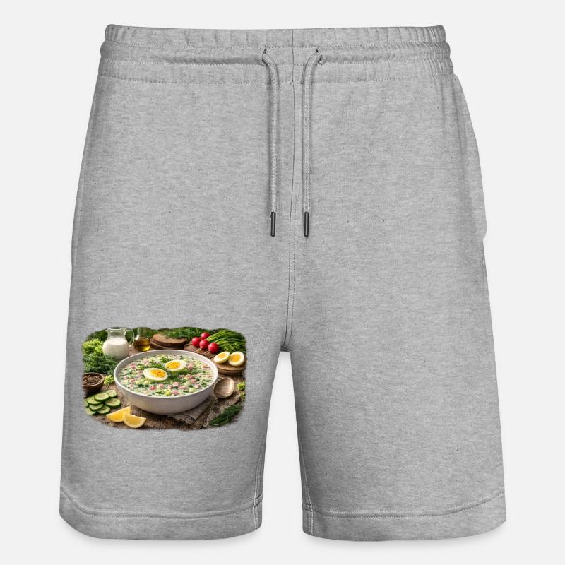 Okroshka crémeuse de légumes et œufs - Short de jogging bio TRAINER Stanley/Stella unisexe - gris chiné