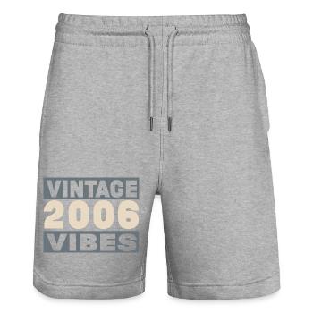 Jubiläum 2006 – 20 Jahre - Stanley/Stella Unisex Bio Joggingshorts Trainer  - Grau meliert - Vorne - Nik (191cm) & Marisol (170cm)