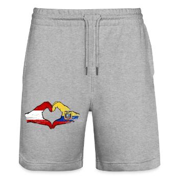 Österreich Ecuador Flagge Herz used - Stanley/Stella Unisex Bio Joggingshorts Trainer  - Grau meliert - Vorne - Nik (191cm) & Marisol (170cm)