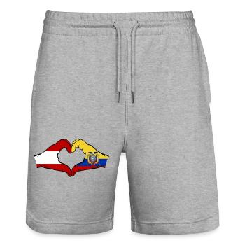 Österreich Ecuador Flagge Herz - Stanley/Stella Unisex Bio Joggingshorts Trainer  - Grau meliert - Vorne - Nik (191cm) & Marisol (170cm)