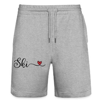 Ski with heart - Stanley/Stella Trainer Unisex Organic Jogging Shorts - heather grey - Front - Nik (191cm) & Marisol (170cm)