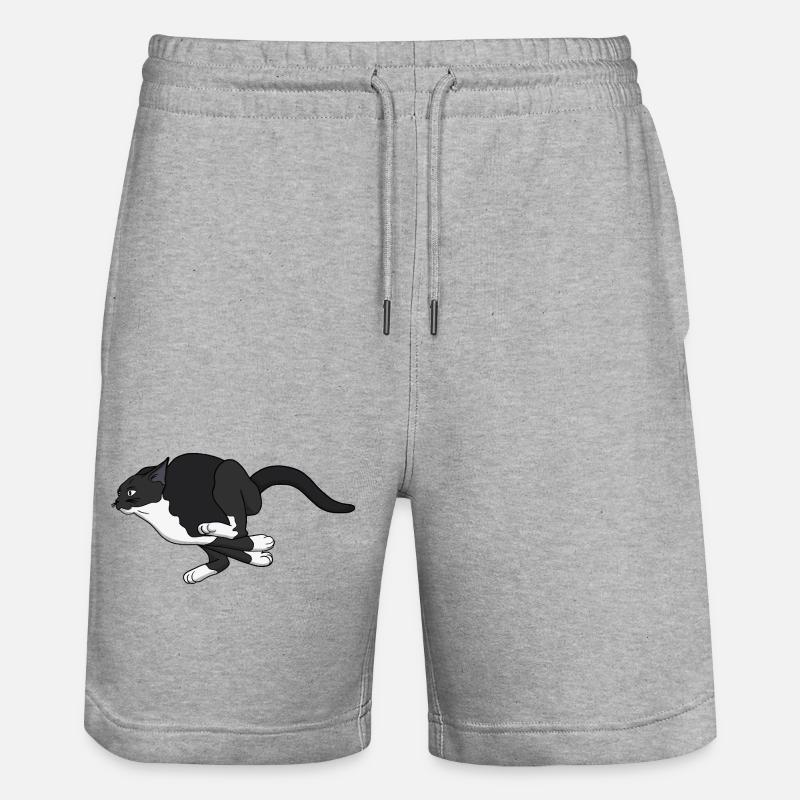 Chat Noir du Saut de Minuit - Short de jogging bio TRAINER Stanley/Stella unisexe - gris chiné