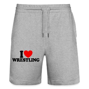 Ich liebe Wrestling - Stanley/Stella Unisex Bio Joggingshorts Trainer  - Grau meliert - Vorne - Nik (191cm) & Marisol (170cm)