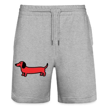 Jagdhund Dackel Profil Vektor - Stanley/Stella Unisex Bio Joggingshorts Trainer  - Grau meliert - Vorne - Nik (191cm) & Marisol (170cm)