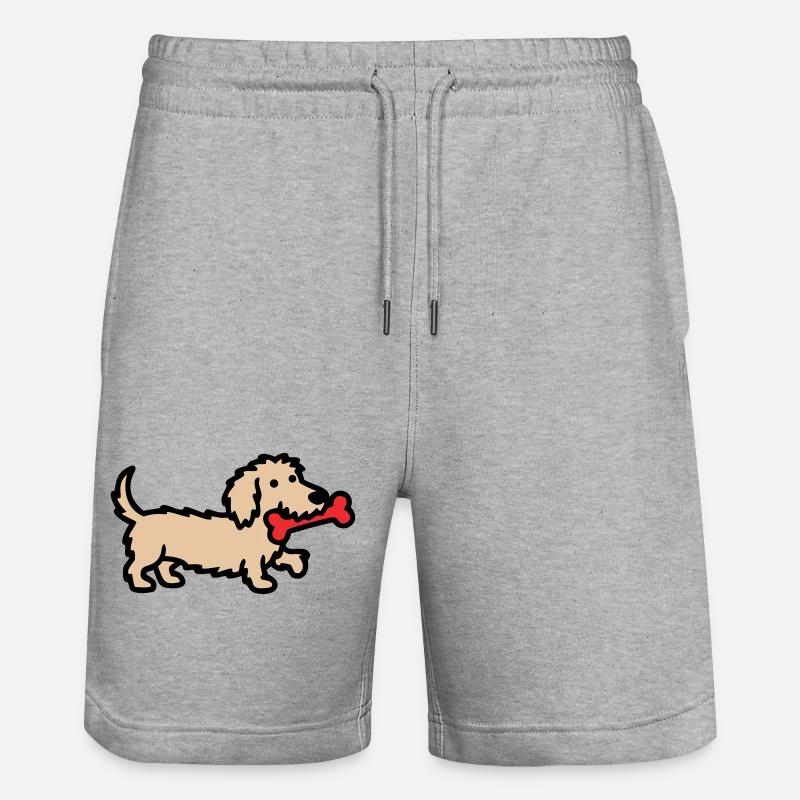 Terrier Doodle Bone Comic - Stanley/Stella Trainer Unisex Organic Jogging Shorts - heather grey