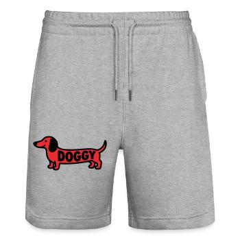 Dackel Hund Doggy Spruch Rot - Stanley/Stella Unisex Bio Joggingshorts Trainer  - Grau meliert - Vorne - Nik (191cm) & Marisol (170cm)