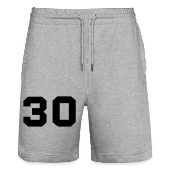 30 - Stanley/Stella Trainer Unisex Organic Jogging Shorts - heather grey - Front - Nik (191cm) & Marisol (170cm)