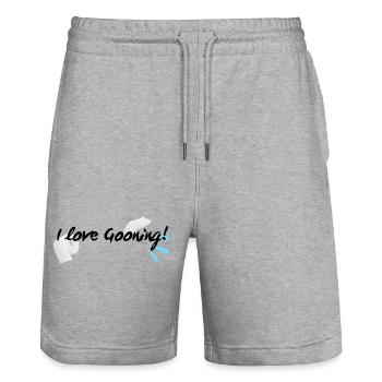 Ich liebe es, lustige Klamotten zu tragen - Stanley/Stella Unisex Bio Joggingshorts Trainer  - Grau meliert - Vorne - Nik (191cm) & Marisol (170cm)