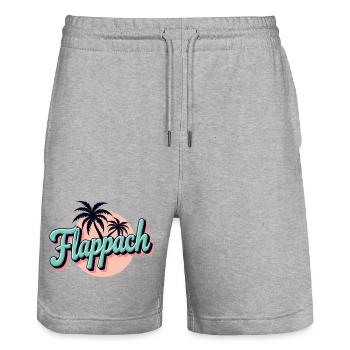 Flappach Palm Trees Retro Summer - Stanley/Stella Trainer Unisex Organic Jogging Shorts - heather grey - Front - Nik (191cm) & Marisol (170cm)