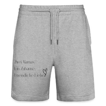 Zwei Mamas. Ein Zuhause. Unendliche Liebe. - Stanley/Stella Unisex Bio Joggingshorts Trainer  - Grau meliert - Vorne - Nik (191cm) & Marisol (170cm)